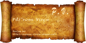 Pénzes Vince névjegykártya